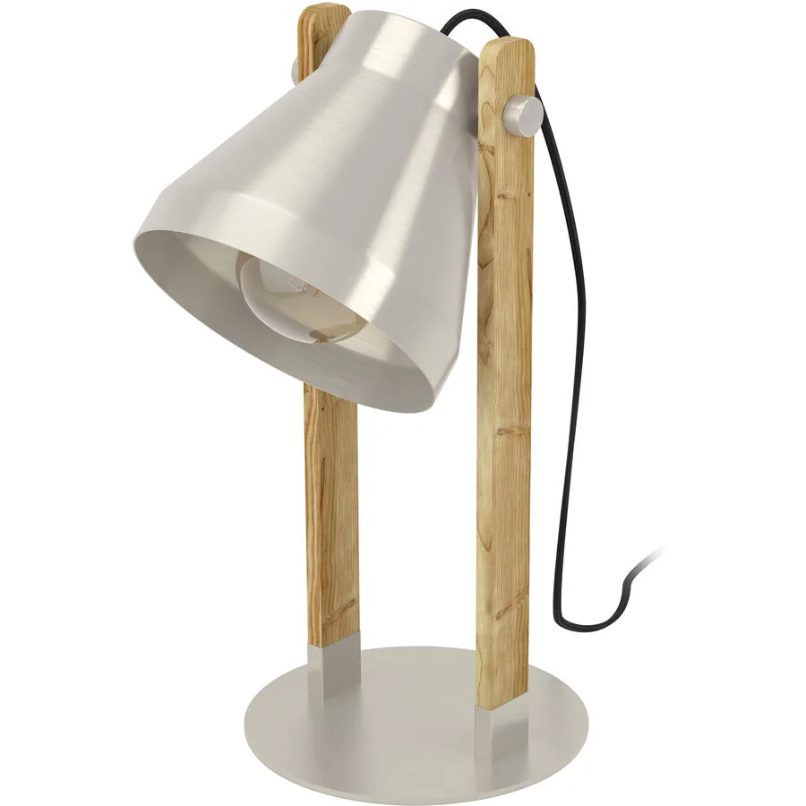 Eglo Tischlampe Cawton Grau Stahl/Holz 16 cm 38 cm - Material: Holz/Stahl
