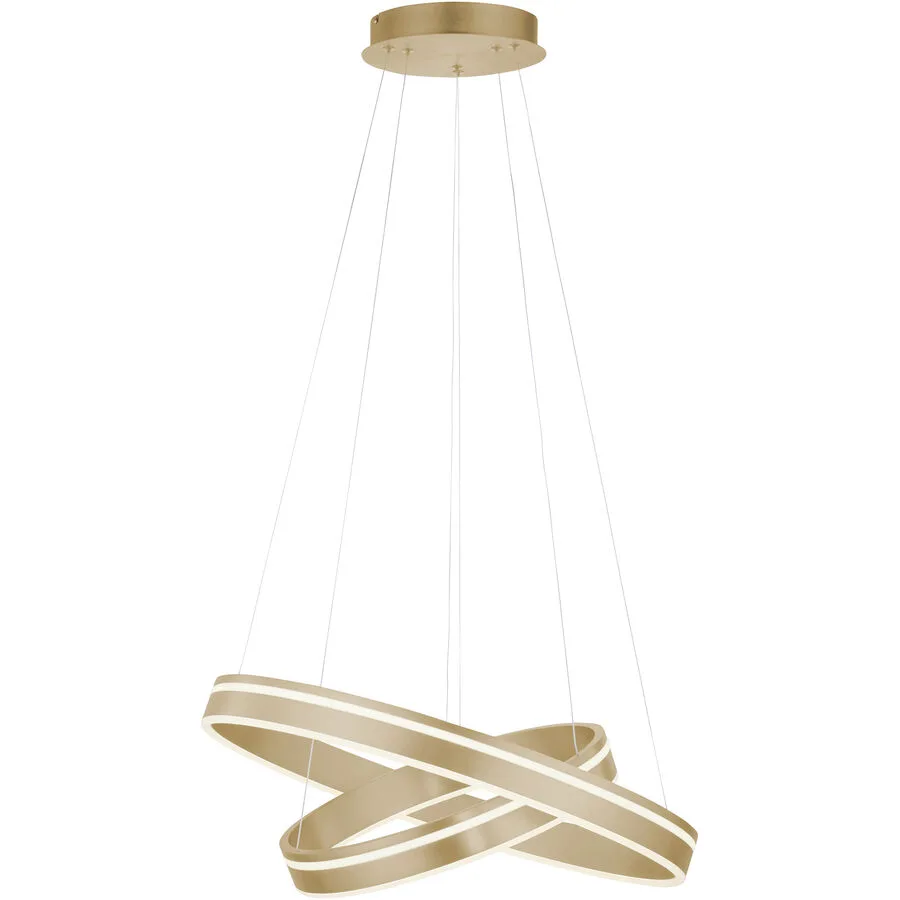 Pendellampe Q-Vito Messing matt Eisen 2150 lm B 59 cm - LED - Lichtfarbe: Warmweiss- LED Energiesparlampe