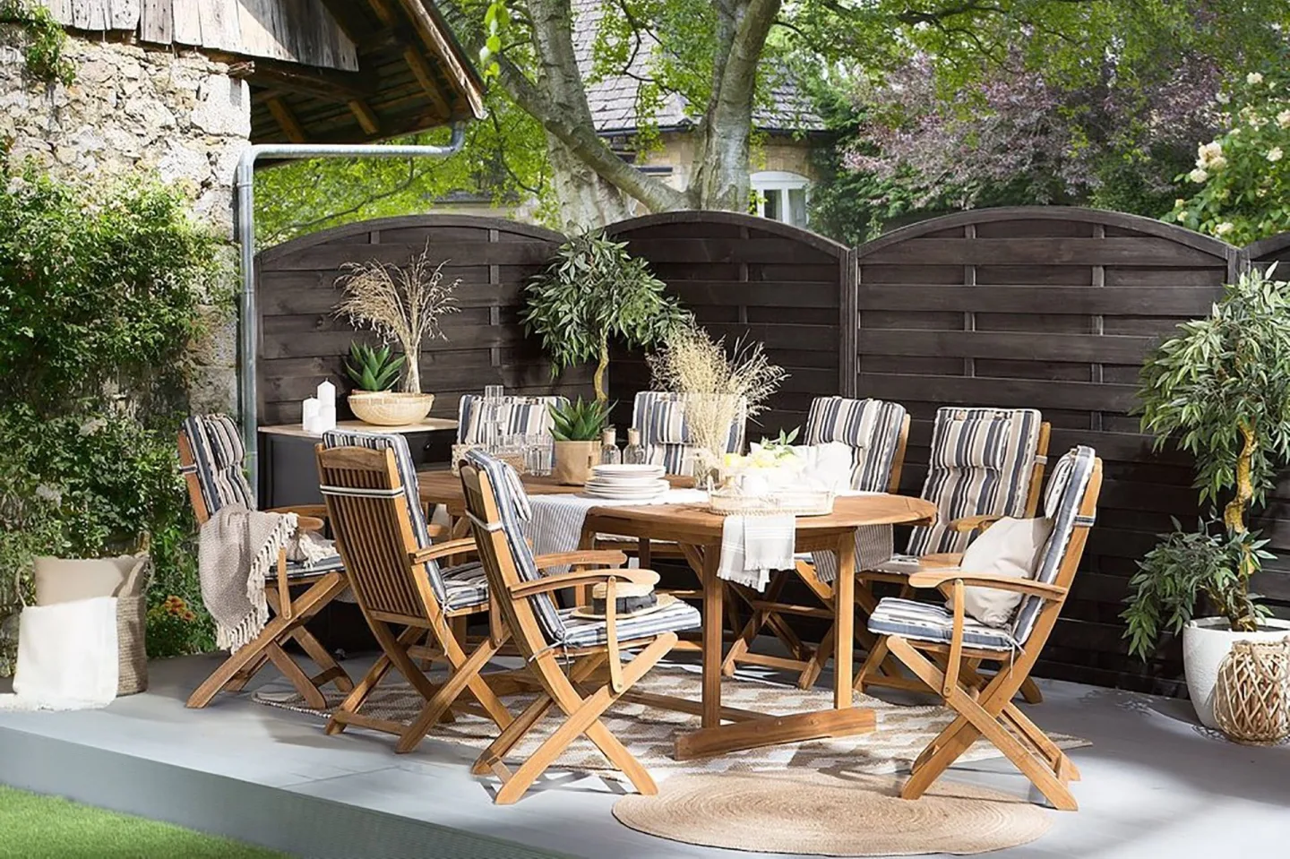 Maui Trädgårdsmöbelset Med Utebord+8 Utestolar - Trä/Natur