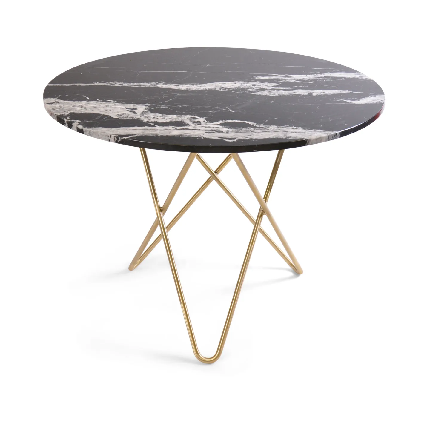 OX Denmarq - O Dining Table Ø100, Brass Frame, Top: Black Marble - Matbord - Dennis Marquart - Svart - Metall/Sten