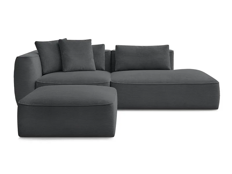 3er Sofa mit Hocker BOBOCHIC LEOPOLD Cord-Stoff dunkelgrau