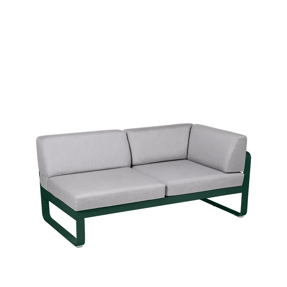 Fermob Bellevie Corner modulsoffa 2-sits Cedar green (grön), flannel grey dyna, höger