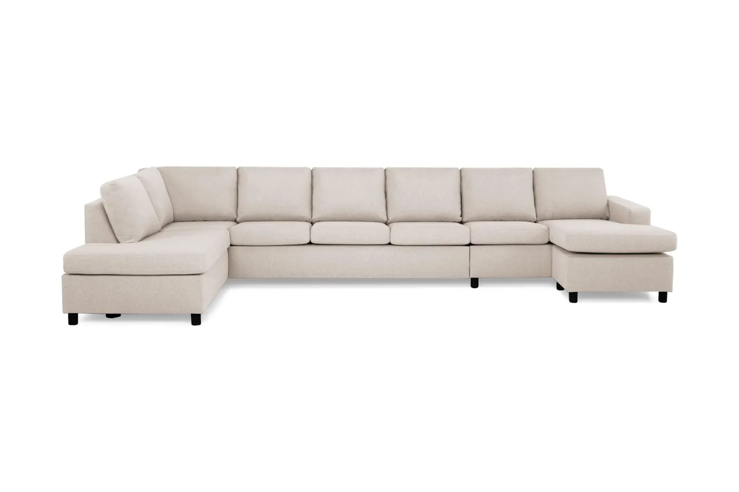 Crazy 6-sits Vänstervänd U-formad XX-Large Soffa med Divan och Schäslong i Tyg - Beige