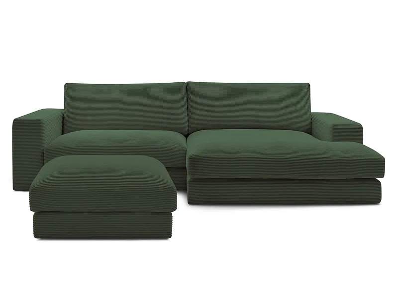 Ecksofa mit Hocker BOBOCHIC LEONARD Cord-Stoff grün
