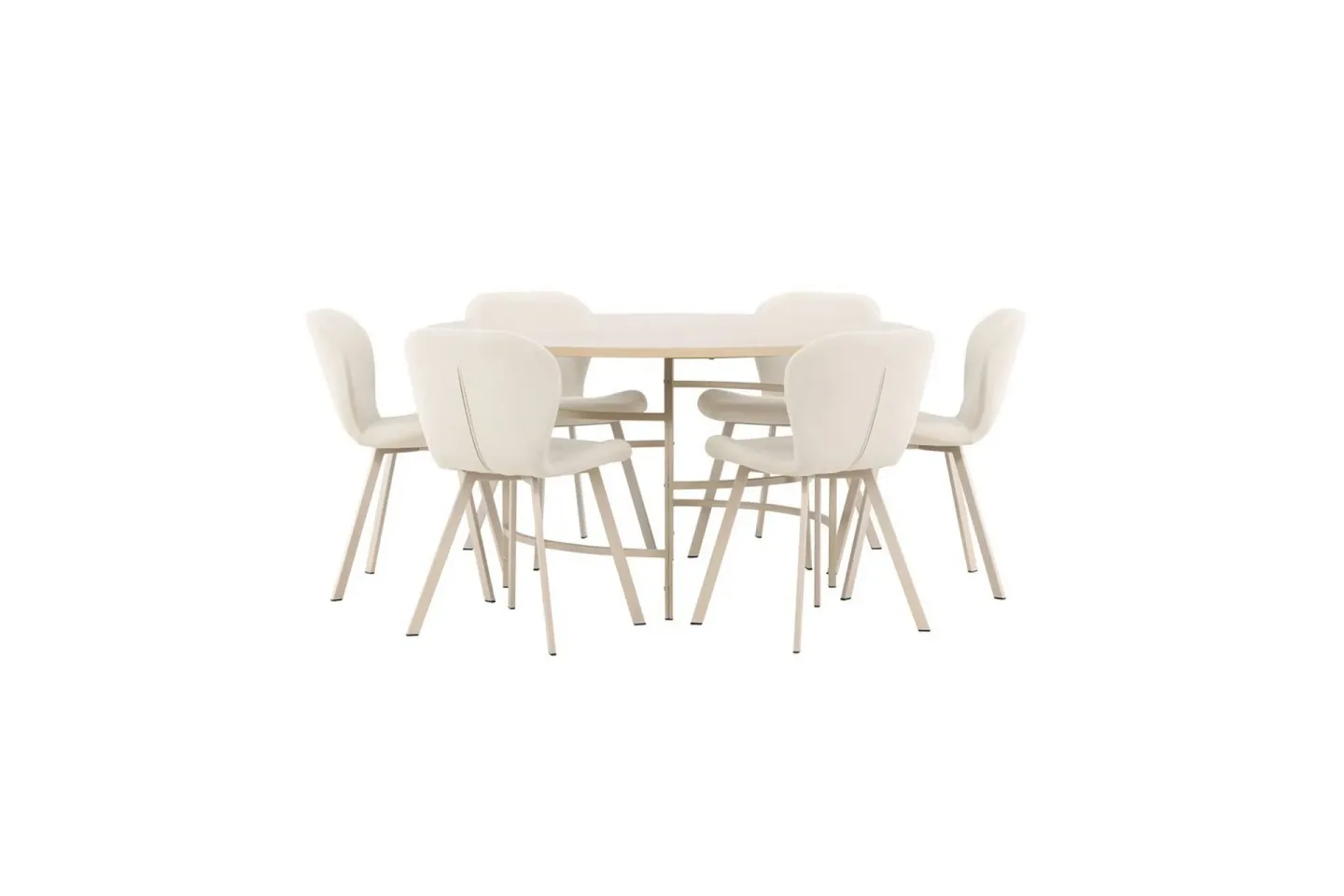 Matgrupp Copenhagen Runt 140 cm Vit/Beige med 6st Lilja Stolar -