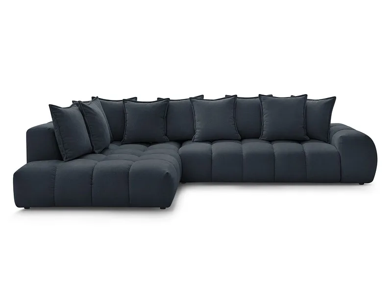Ecksofa BOBOCHIC EVEREST Stoff mit Textur dunkelblau