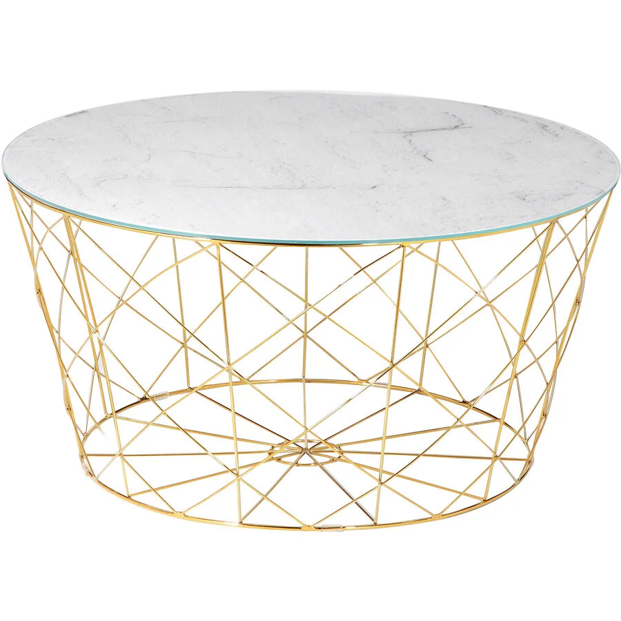 Salontisch Lavado weiss, gold Glas, Metall B 80 T 80 cm