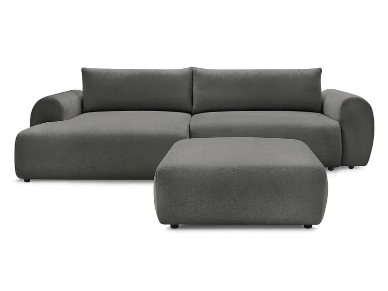 Ecksofa mit Hocker BOBOCHIC LUCIEN Stoff dunkelgrau