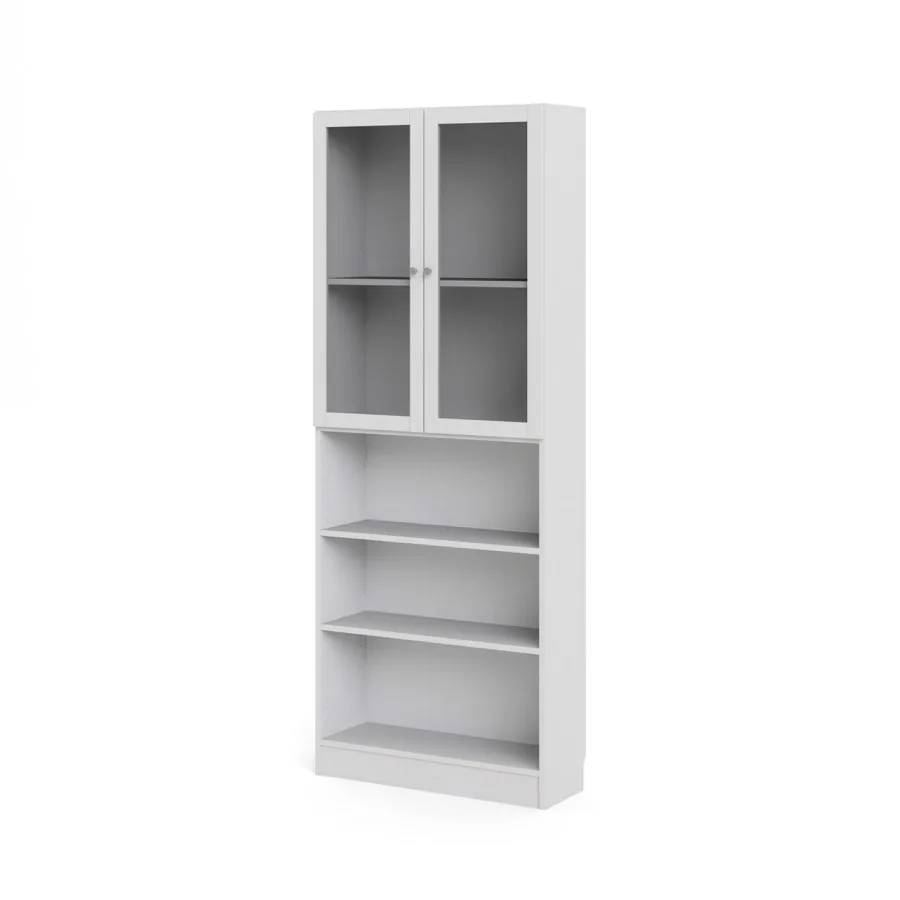 Base Regal 2 Glastüren und 2 Ablagen weiss.