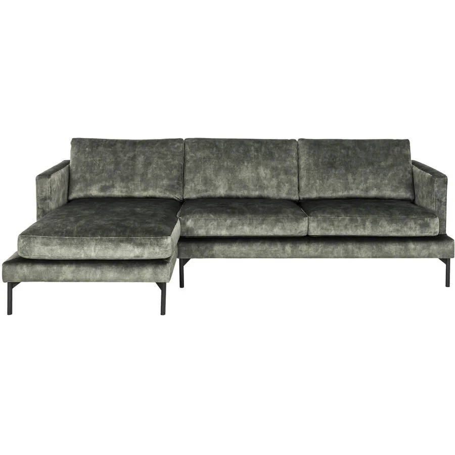 Ecksofa Vanessa Links Samt olivgrün B 246 T 143 cm