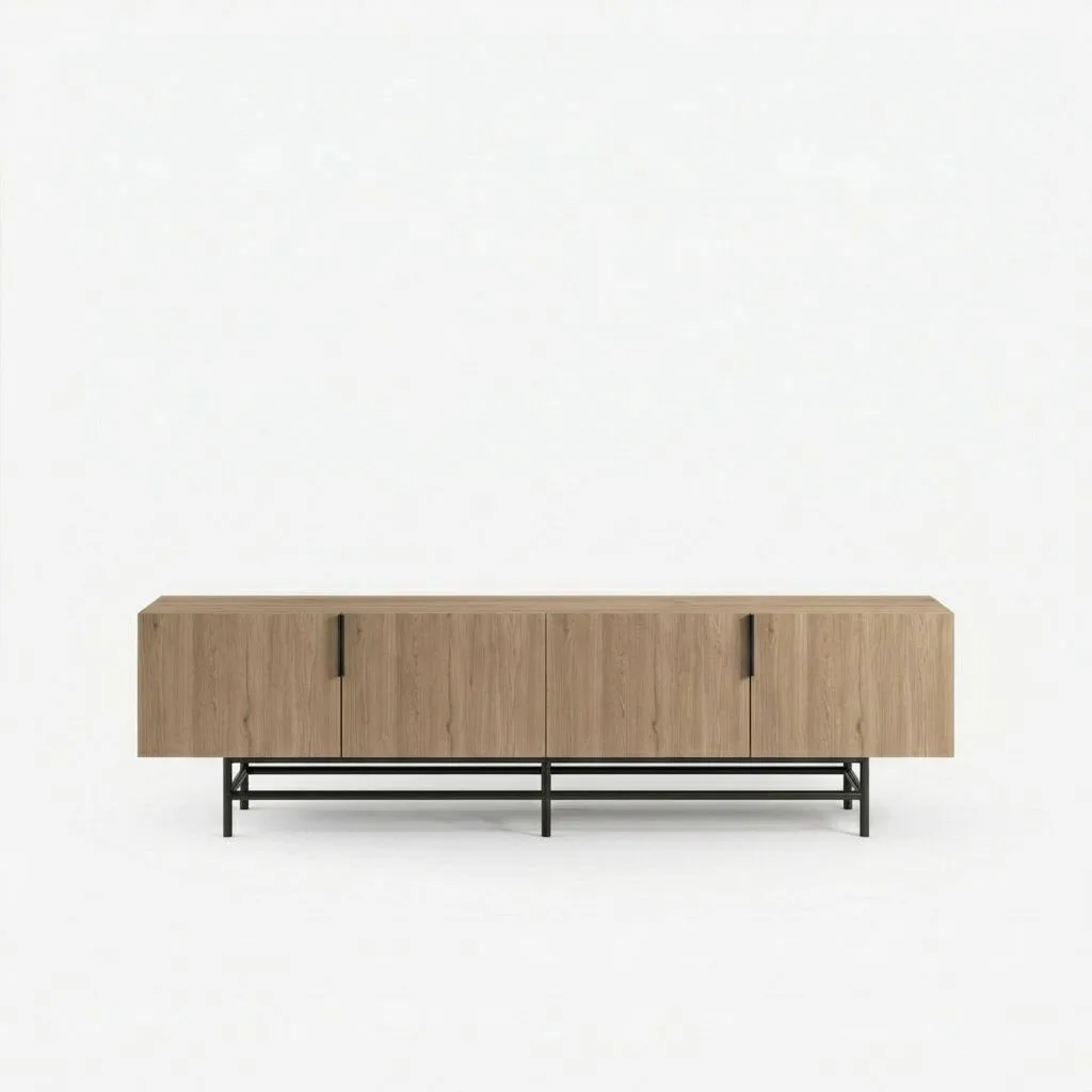Truvia TV-bänk 200x55x35 cm - naturfärgad ek och svart