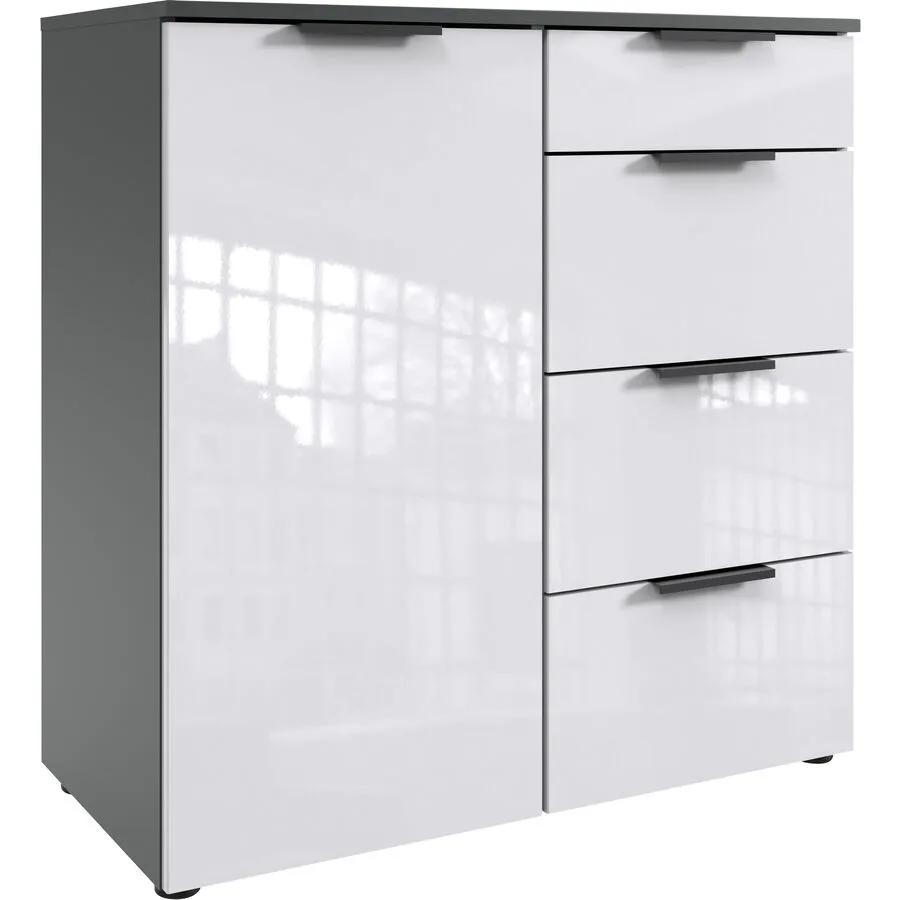 Kommode Sanko Weiss/graphit Holzwerkstoff B 81 H 84 cm