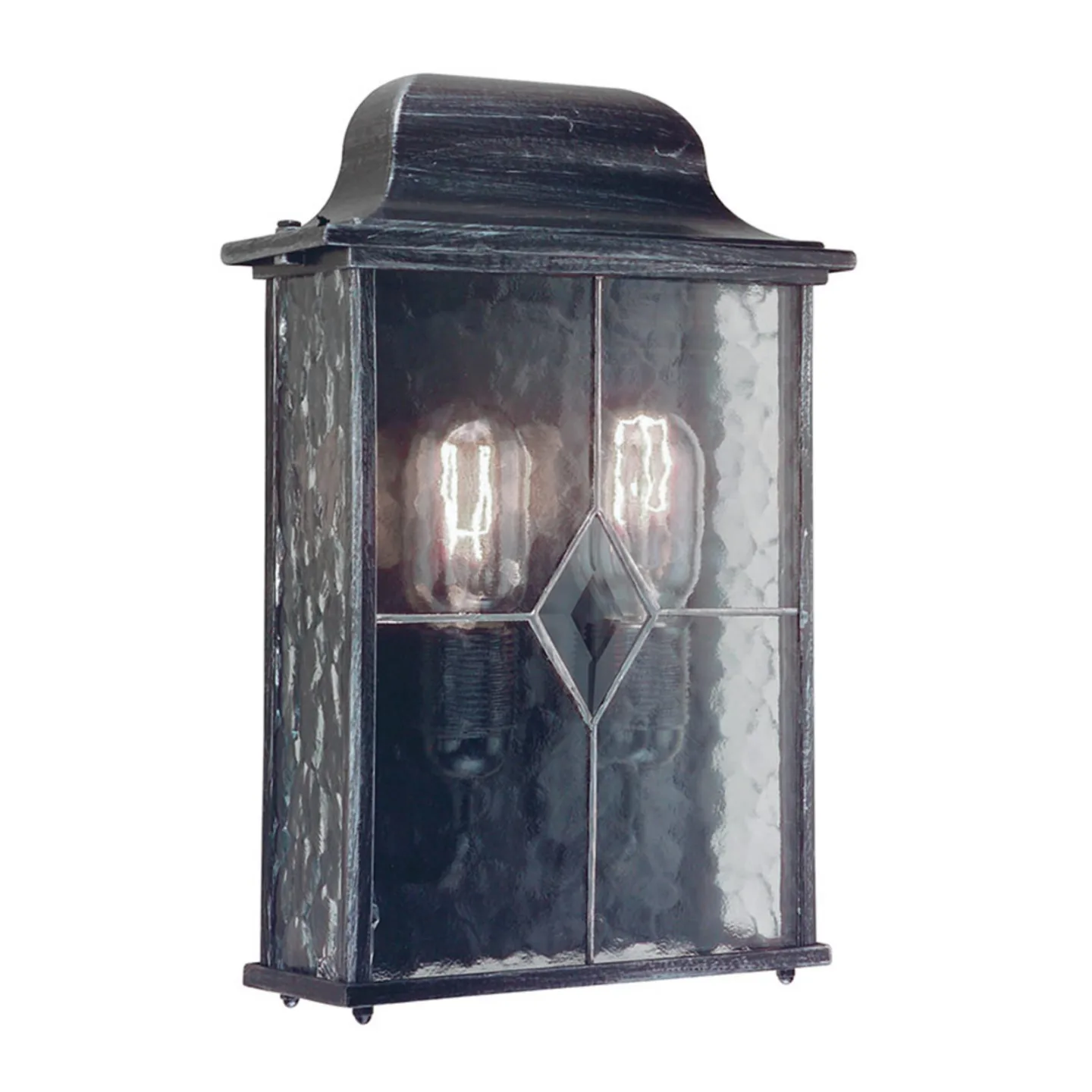 Wexford WX7 vegglampe, svart-sølv/klar, IP23 – Elstead - Antikk - Glass - Kantet
