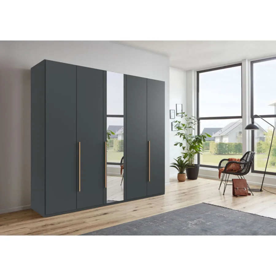 Kleiderschrank Annie Grafit - Griffe Artisan-Eiche-Nachbildung Mischholz B 225 cm