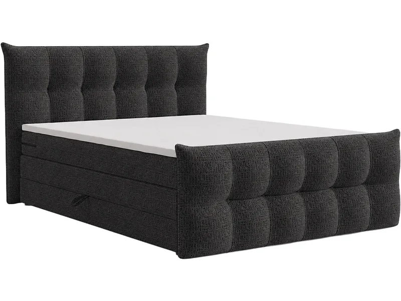 Boxspringbett ANGORA black 160x200cm halbfest