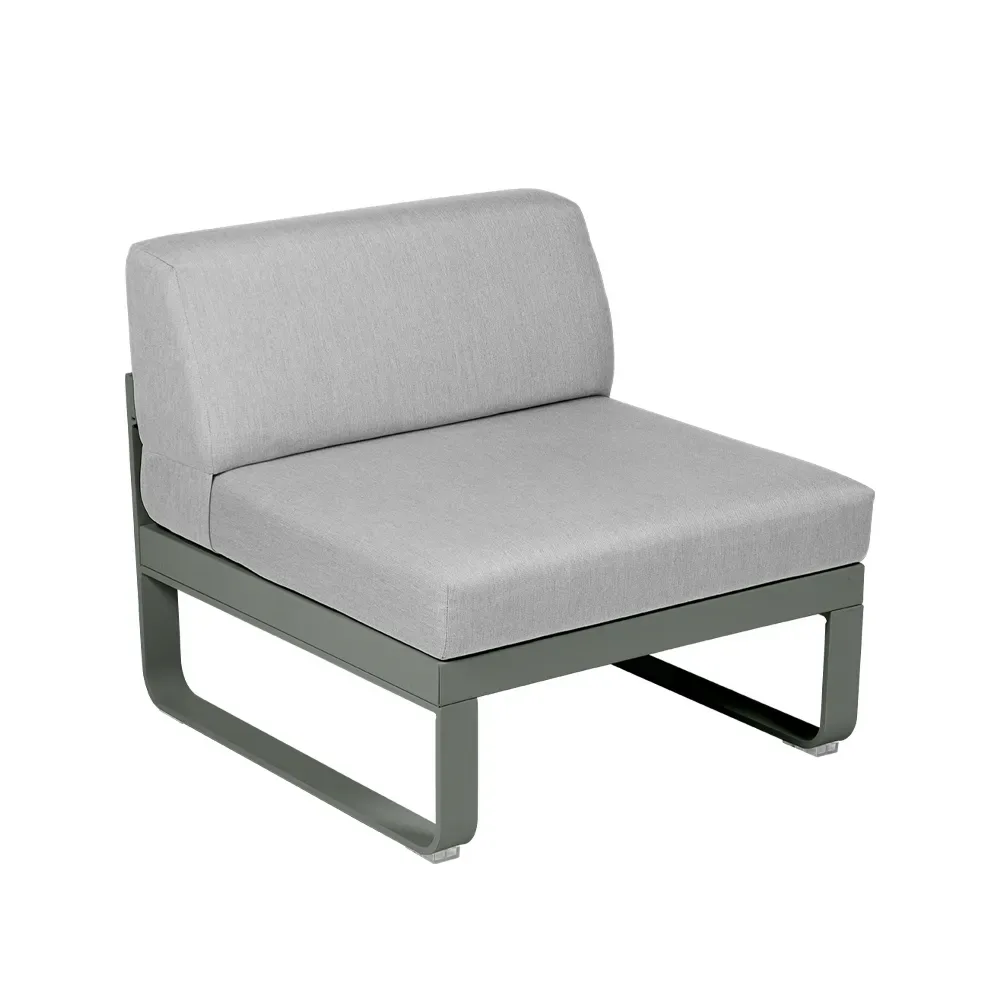 Fermob Bellevie Central modulsoffa Rosemary (grön), flannel grey dyna, 1-sits