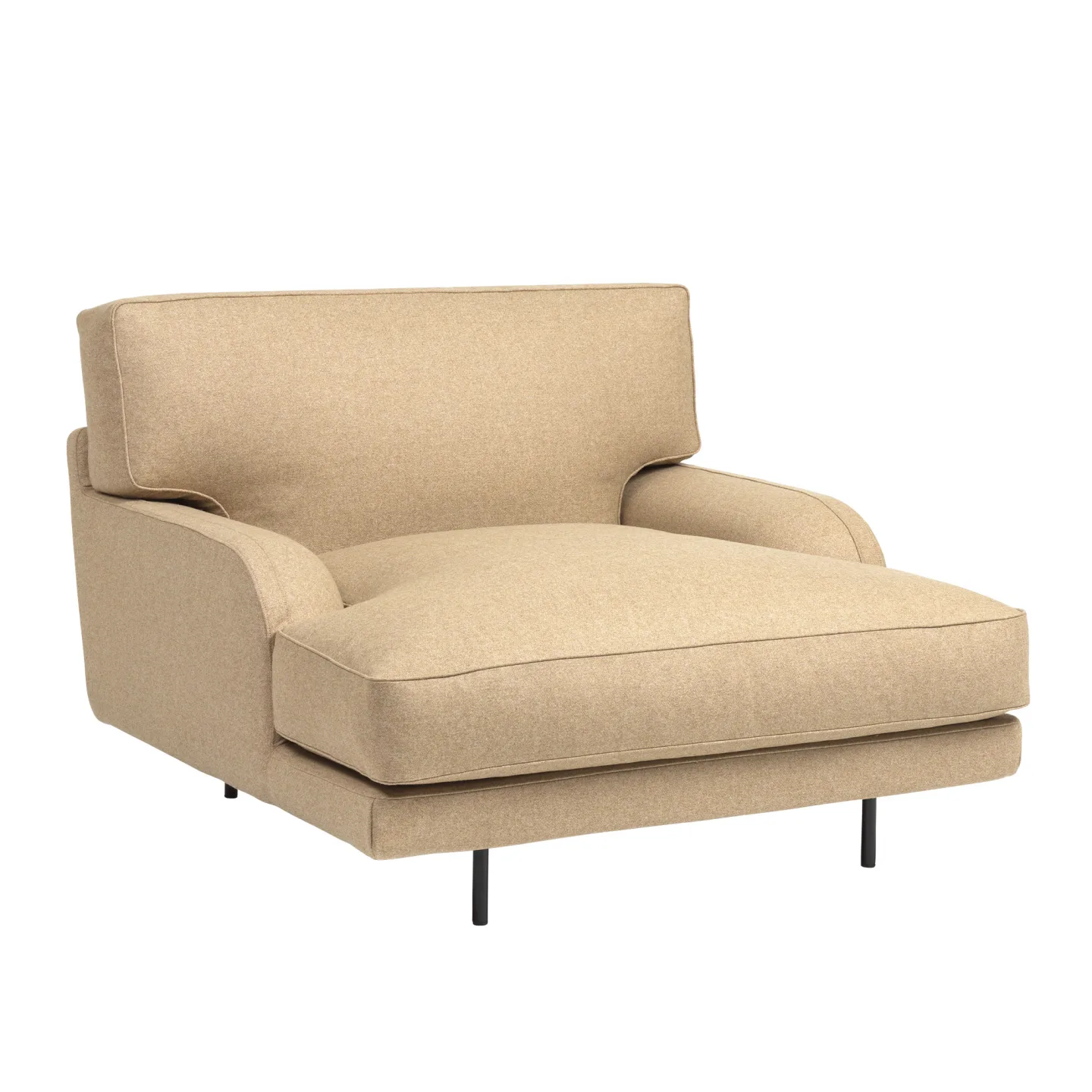 Gubi - Flaneur Lounge Chair, Fully upholstered, Antique Brass Base, Fixed Cover - Fåtöljer - GamFratesi - Guld - Trä/Ull