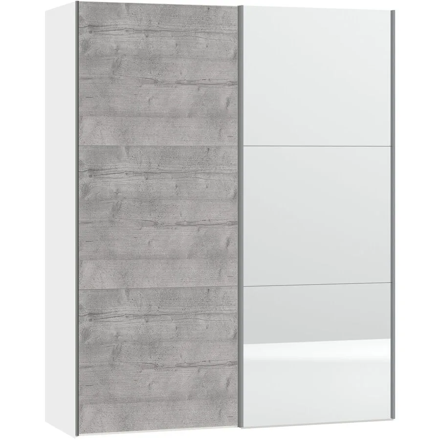 MyDeal Kleiderschrank Easy Go betongrau Holzwerkstoff/Glas B 153 cm - Schweizer Möbelhersteller