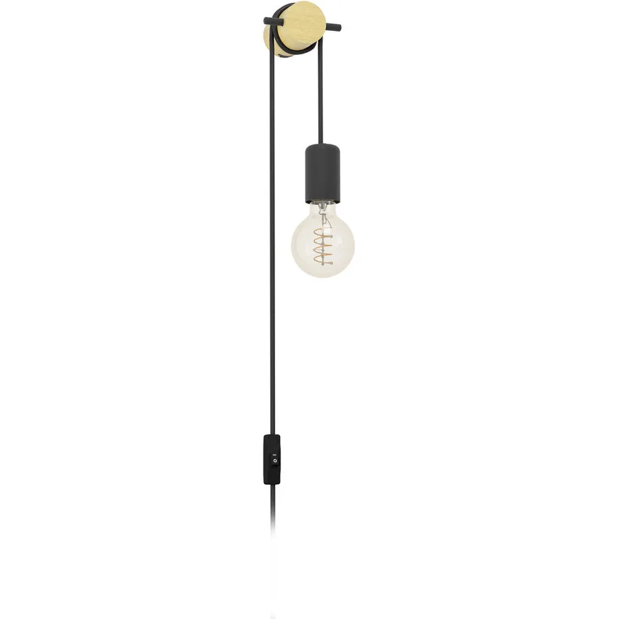 Eglo Wandlampe Buddon Braun/Schwarz Stahl/Holz 260 cm - Material: Holz/Stahl