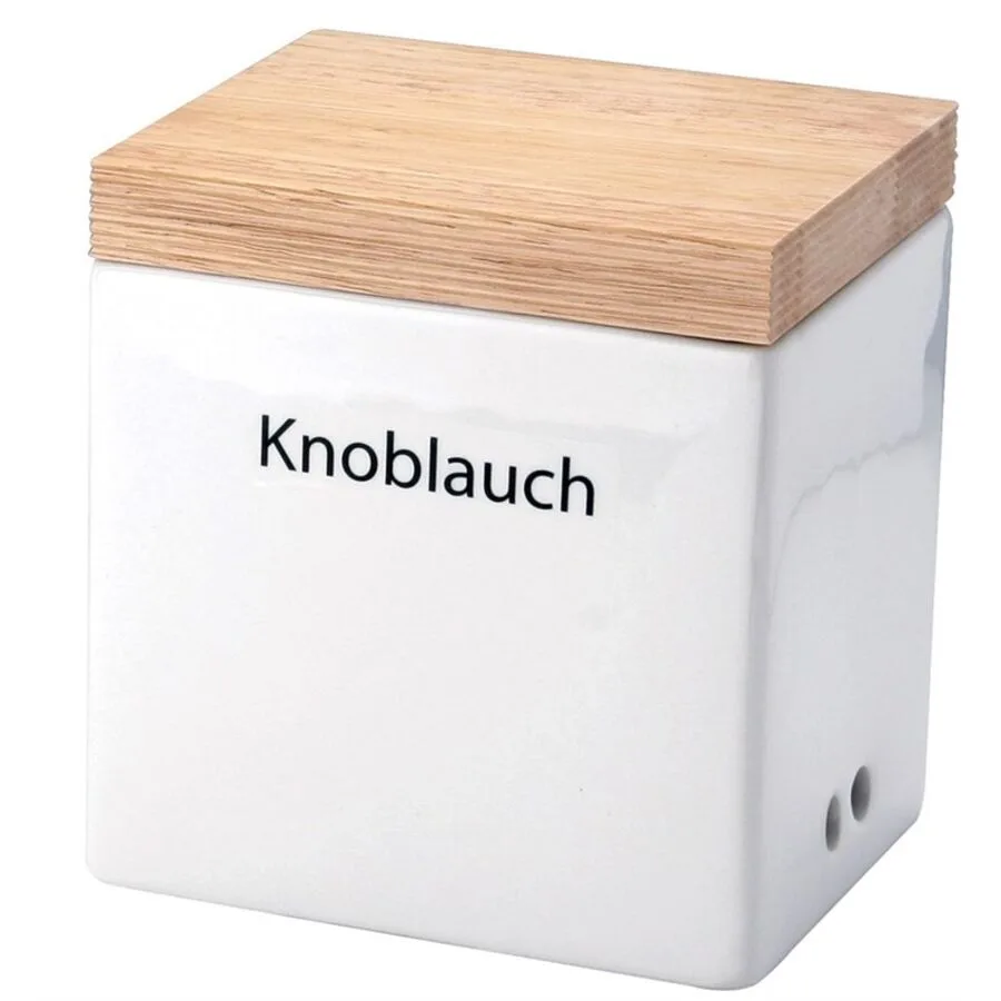 Vorratsdose Continenta 1 Stk Keramik/Holz T 14 cm - Farbe: Natur/Weiss