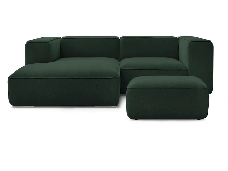 Ecksofa mit Hocker BOBOCHIC ZEPHYR Stoff mit Textur grün