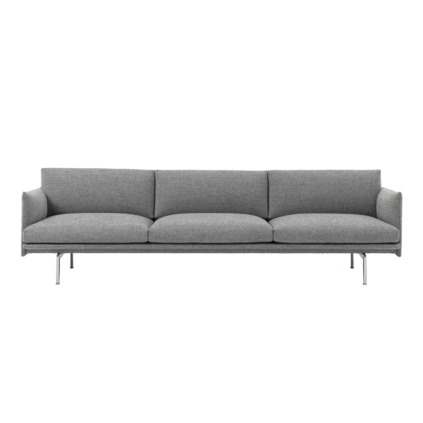 Muuto - Outline 3 1/2-Seater / Polished Aluminium Base Hallingdal 166 - Soffor - Anderssen & Voll - Grå