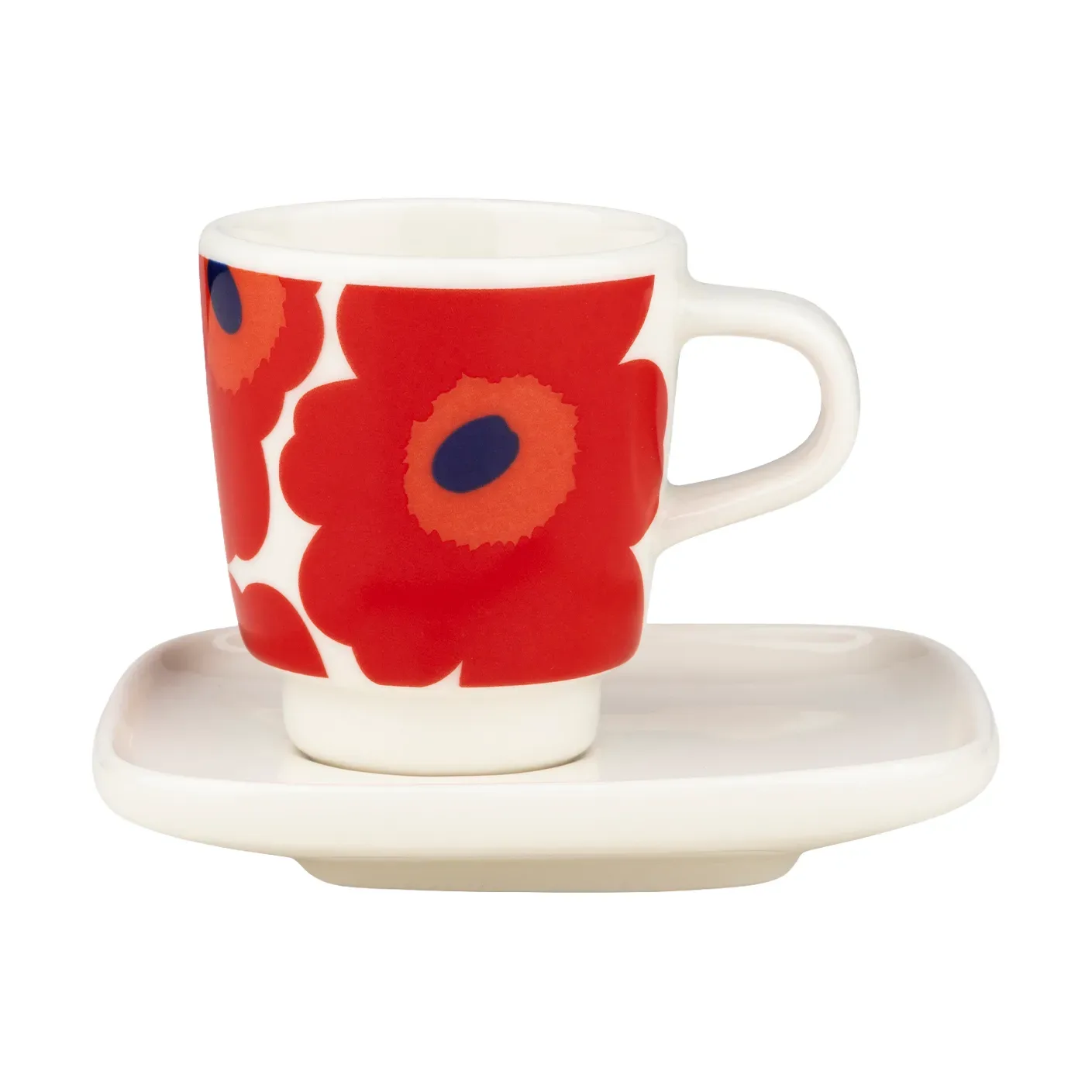 Marimekko Unikko Espressotasse mit Untertasse 2-teilig White-red-blue