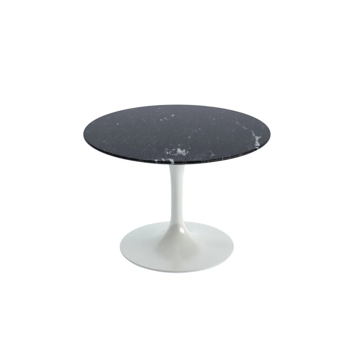 Knoll - Saarinen Round Table - Soffbord, Vitt underrede, skiva i matt svart Marquina marmor, H: 36, Ø 51 - Soffbord - Eero Saarinen - Svart,Vit - Metall/Sten