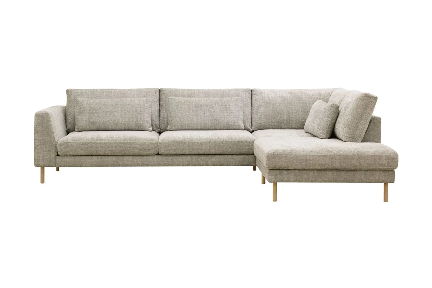 Florenz 4-sits Högervänd L-formad Schäslongsoffa i Tyg - Grå / Beige