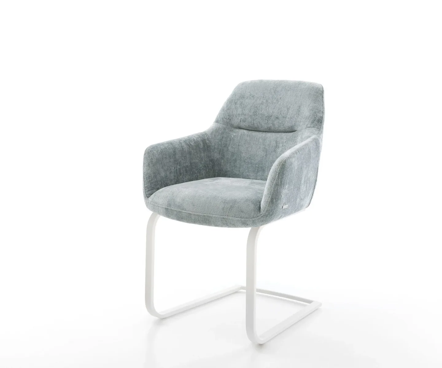 Freischwinger Pejo-Flex Chenille Pastellblau Freischwinger flach Weiß Taschenfederkern
