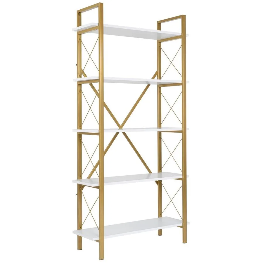 Bücherregal Ely weiss/gold Holzwerkstoff B 90 H 180 cm