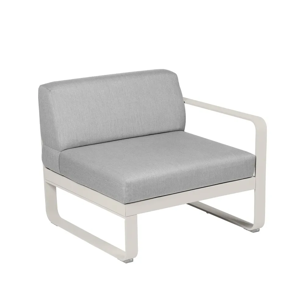 Fermob Bellevie Right modulsoffa Clay grey (grå), flannel grey dyna, 1-sits