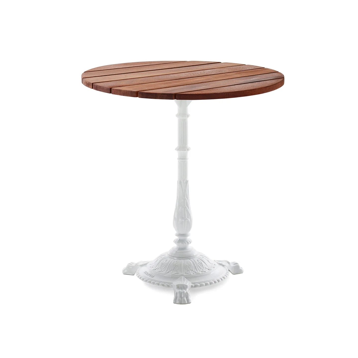 Byarums Bruk - Bord Classic Café Ø70 cm 3-tass – Oljad Mahogny/Vitlackerad Aluminium - Matbord utomhus - Vit - Metall/Trä