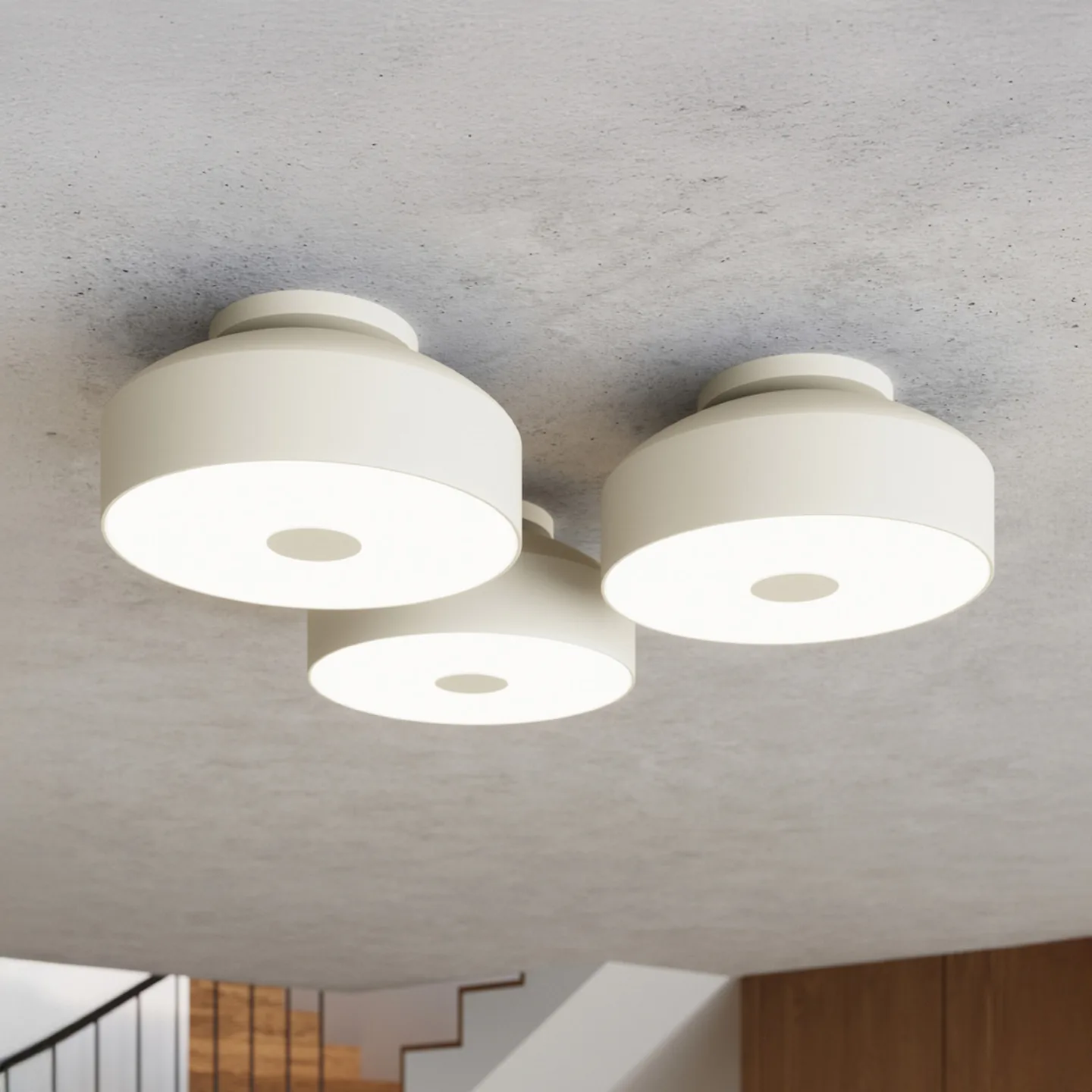 CLARO Deckenlampe, beige, Ø 30 cm, Metall, 4 x E27 - SOLLUX SOLLUX LIGHTING - Wohnzimmer - Einflammig