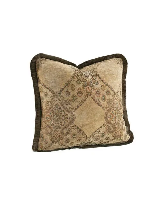 Miralago Paisley Cushion Cover Fringes Beige