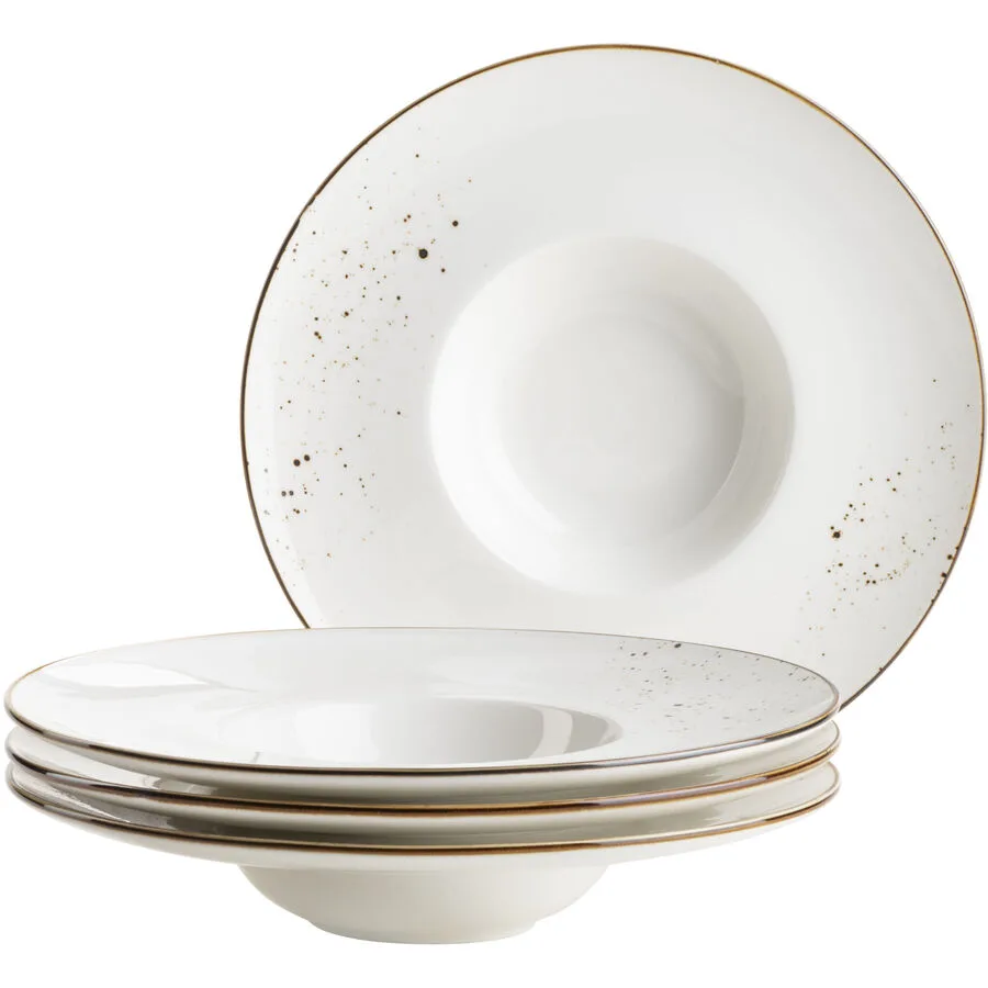 MÄSER Platzteller-Set Pintar Weiss/Braun Porzellan