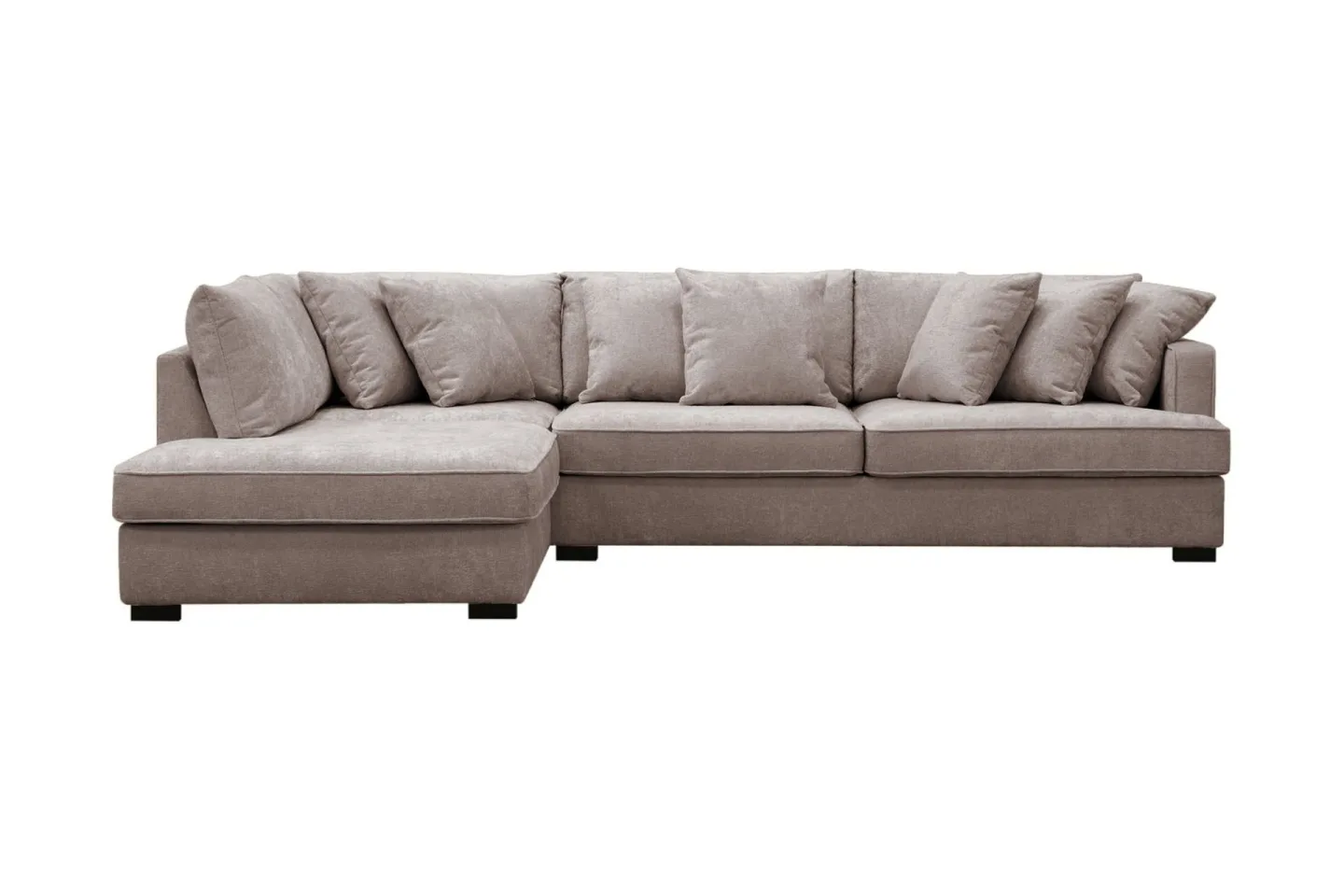 Rossita 4-sits Vänstervänd L-formad Djup Schäslongsoffa i Chenille - Grå / Brun