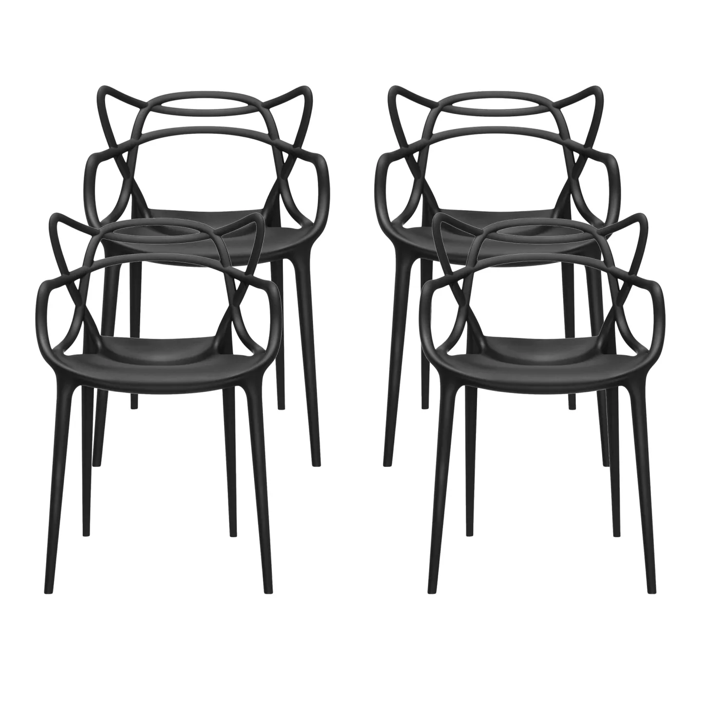Kartell - Masters Chair 5866 Black 4-pack - Matstolar - Philippe Starck - Svart - Plast