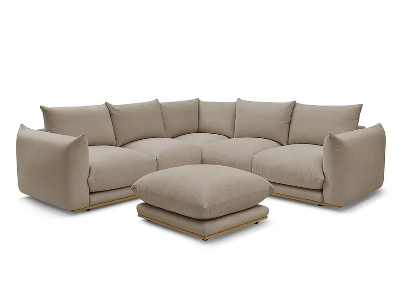 Ecksofa mit Hocker BOBOCHIC ERNEST Stoff taupe