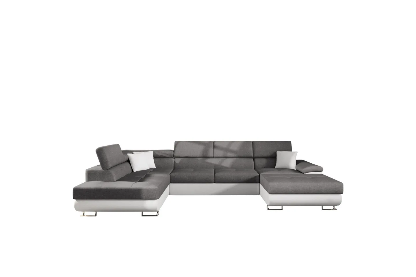 Reginia Bäddsoffa med Divan och Schäslong 4-sits i Konstläder - Vit/Grå