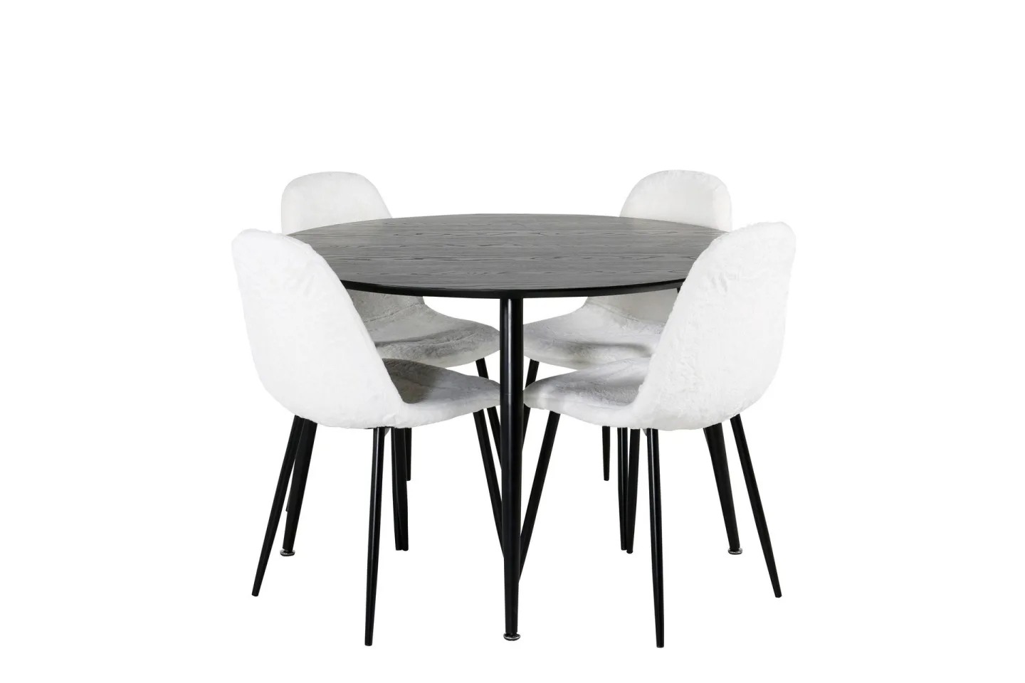 Dipp Matgrupp 115 cm Rund med 4 Polar stolar - Svart
