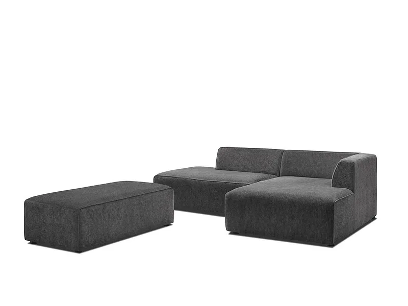 Sofa mit Hocker BOBOCHIC MEGEVE Stoff mit Textur dunkelgrau