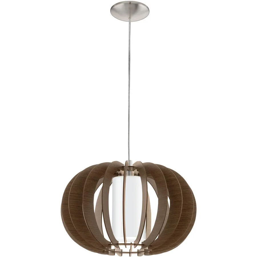 Pendellampe Stellato 3 Braun/Weiss Stahl/Holz 130 cm - Farbe: braun-weiss - Material: Holz/Stahl