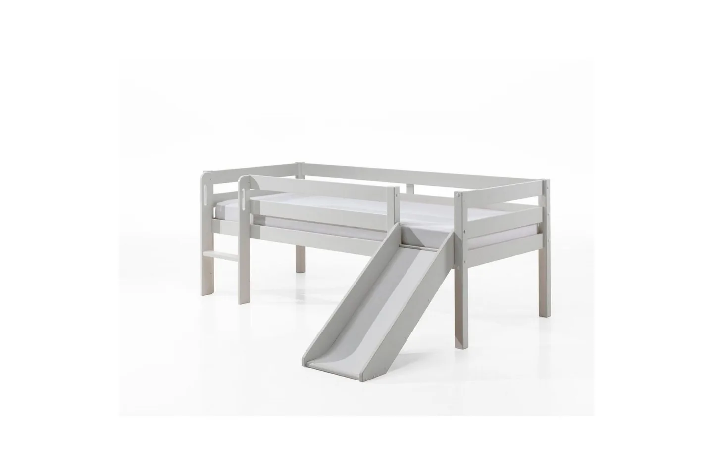 Mellanhög säng med rutschkana Pino Vit, 85 cm - Vit, 85 cm