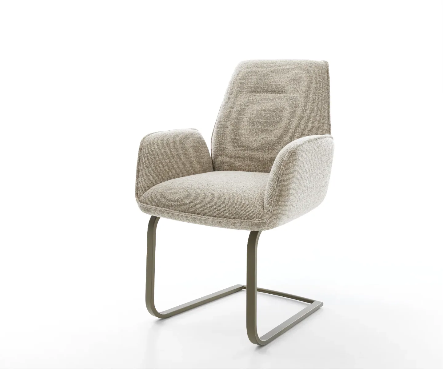 Freischwinger Zoa-Flex Webstoff Soft Beige Freischwinger flach Effektfinish Titan Taschenfederkern