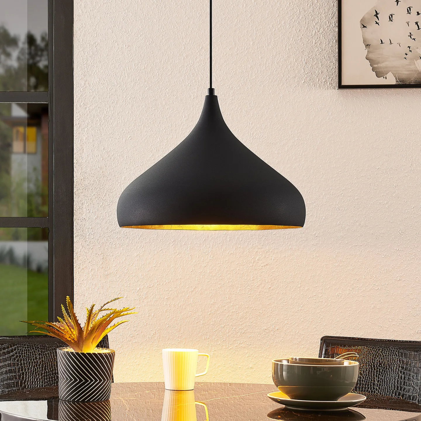 Lunus Pendel Black/Gold - Arcchio - Stue - Moderne - Metal - Med én lyskilde
