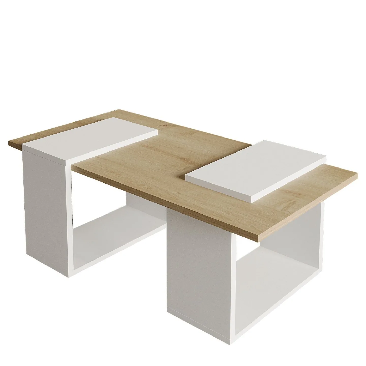 Matris Soffbord 90x37x46,6 cm - Vit och Sapphire Oak