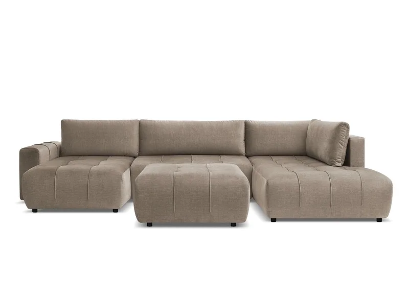 Panorama-Ecksofa mit Hocker BOBOCHIC ARSENE Samt taupe