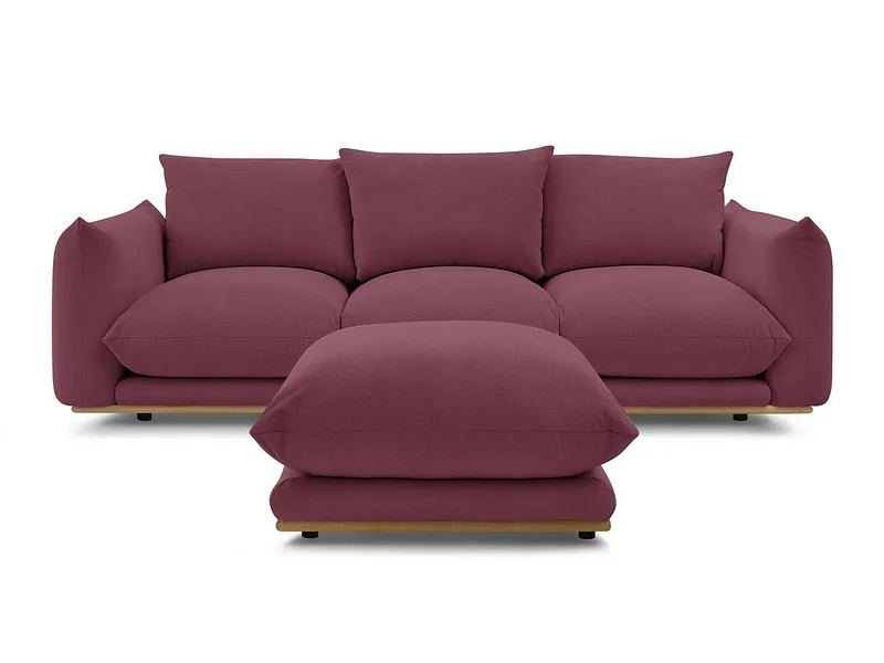 3er Sofa mit Hocker BOBOCHIC ERNEST Stoff rot