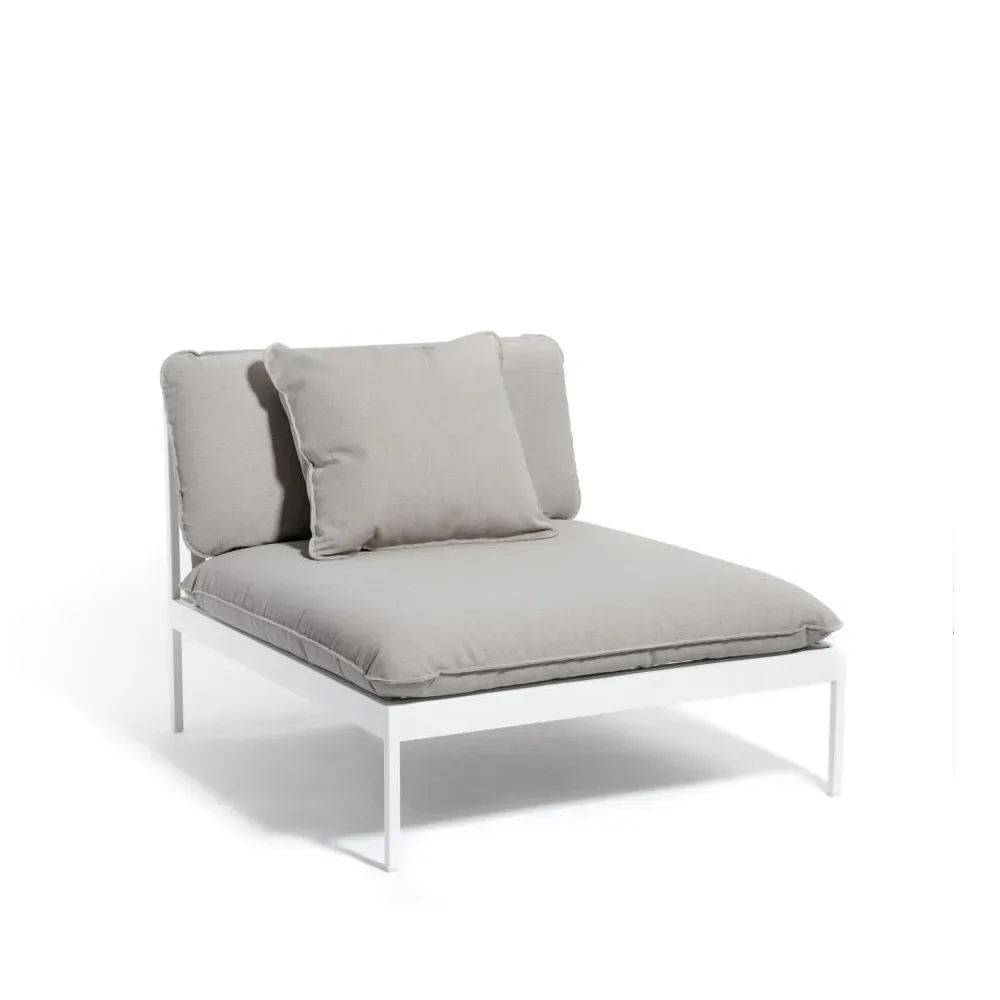Skargaarden Bönan modulsoffa Sunbrella Sling light grey, 1-sits, ljusgrå aluminium ram